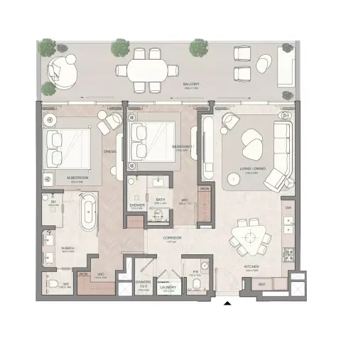 JW Marriott Residences: Floor plan Type B, 1,426 sq ft