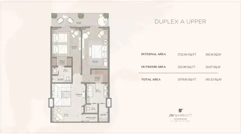JW Marriott Residences: Floor plan Type A, 2,080 sq ft