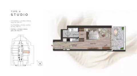 Island Heights: Планировка Type H, 501 sq ft