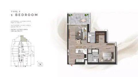 Island Heights: Планировка Type F, 786 sq ft
