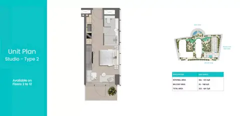 Trio Isle C: Floor plan Type 2, 353 sq ft