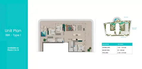 Trio Isle C: Floor plan Type 1, 2,148 sq ft