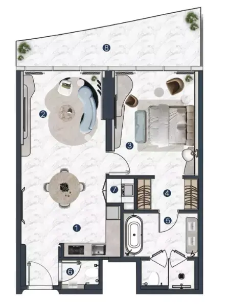 La Mazzoni: Plan Type A, 835 sq ft