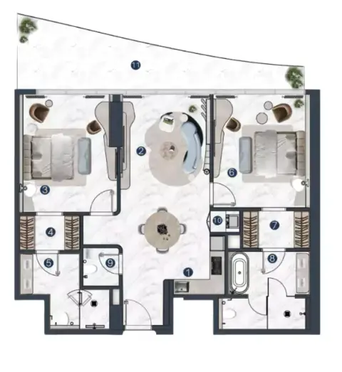 La Mazzoni: Plan Type A, 1,165 sq ft