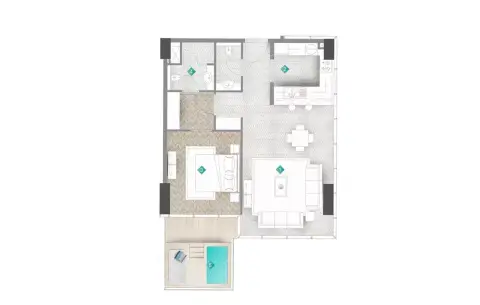Moonstone Residences Interiors by Missoni: Type A1, 507 sq ft 户型图