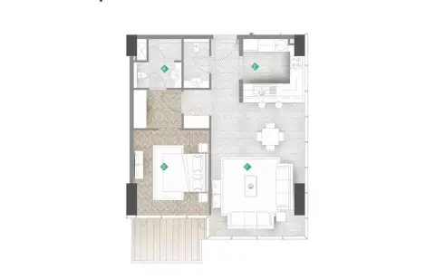 Moonstone Residences Interiors by Missoni: Type B, 800 sq ft 户型图