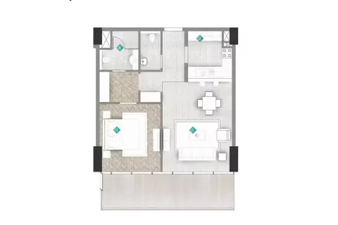 Moonstone Residences Interiors by Missoni: Type B1, 800 sq ft 户型图