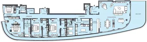 Al Danah Residential Tower: Floor plan Type 1, 5,710 sq ft