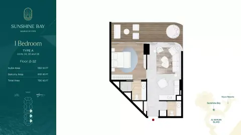 Sunshine Bay: Plan Type A - Unit 15 & 17, 439 sq ft