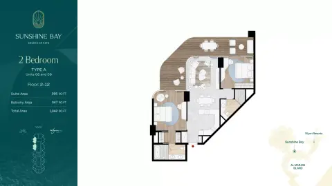 Sunshine Bay: Plan Type A - Unit 08 & 09, 1,342 sq ft