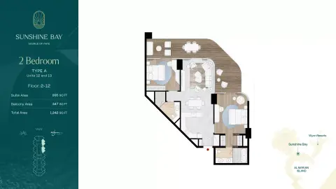 Sunshine Bay: Plan Type A - Unit 12 & 13, 1,342 sq ft