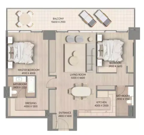 Cape Hayat Phase 2: Type A, 439 sq ft 户型图