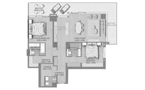 كيب حياة من راك: مخطط الطابق Type 8, 1,715 sq ft