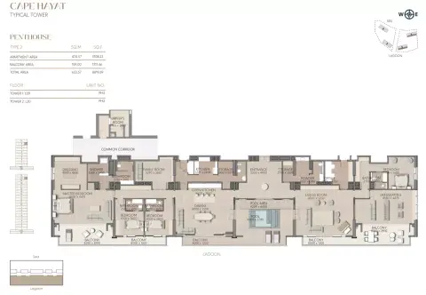 كيب حياة من راك: مخطط الطابق Type 2A, 6,819 sq ft