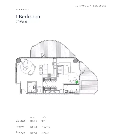 Fortune Bay Residences: Plan Type B, 1,271 sq ft