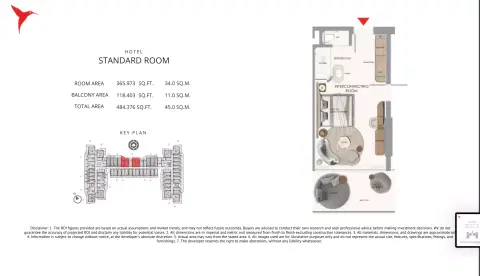 The Unexpected Al Marjan Island Hotel & Residences: Floor plan Standard Room 6, 484 sq ft