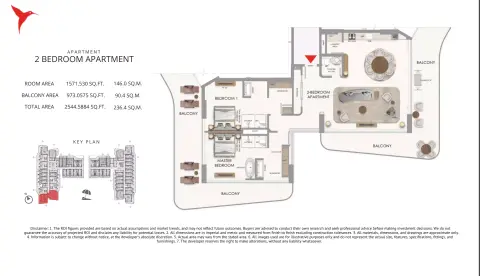 The Unexpected Al Marjan Island Hotel & Residences: Floor plan Type C, 2,544 sq ft