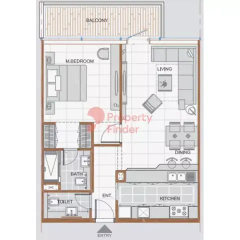 Ras Al Khaimah Gateway: Floor plan Type B, 753 sq ft