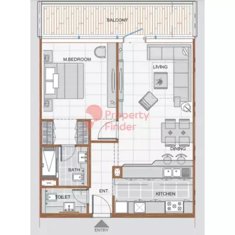 Ras Al Khaimah Gateway: Floor plan Type A, 753 sq ft