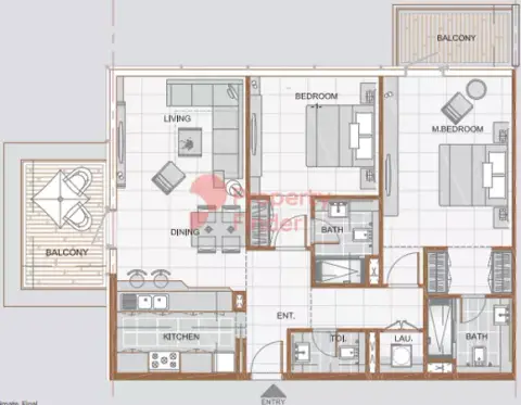 Ras Al Khaimah Gateway: Floor plan Type A1, 1,140 sq ft