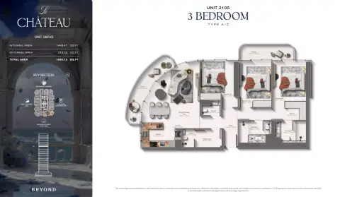 Le Chateau: फ़्लोर प्लान Type A2, 1,668 sq ft