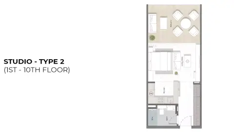 Manta Bay: Floor plan 1ST - 10TH Type 2, 387 sq ft
