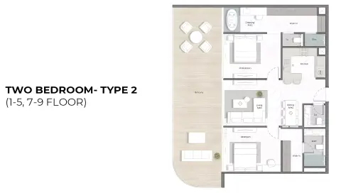 Manta Bay: Floor plan 1-5 , 7-9 Type 2, 1,388 sq ft