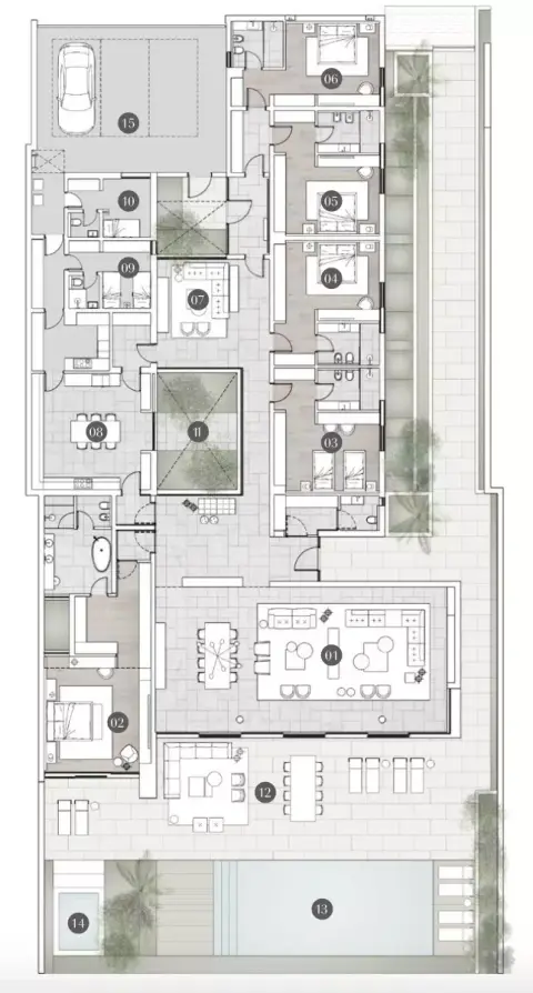 سي جلينتس: مخطط الطابق Type A, 7,338 sq ft