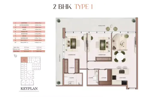 Havencia: Floor plan Type 1, 1,293 sq ft