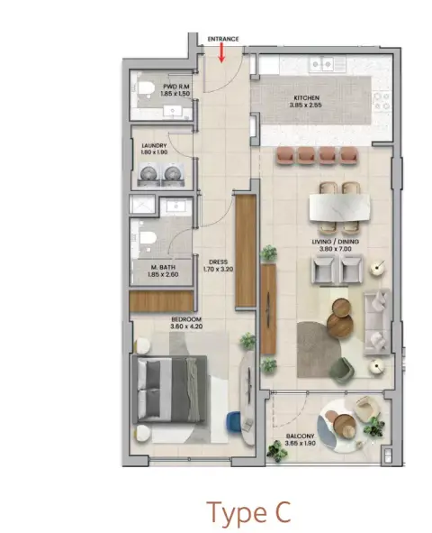 Azha Al Aamra Residences: Floor plan Type C