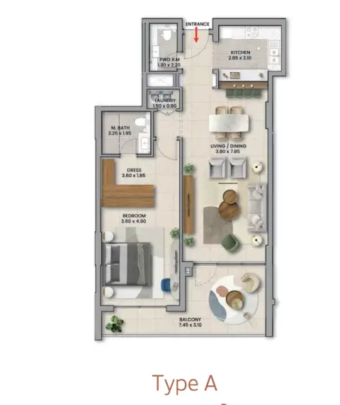 Azha Al Aamra Residences: Floor plan Type A