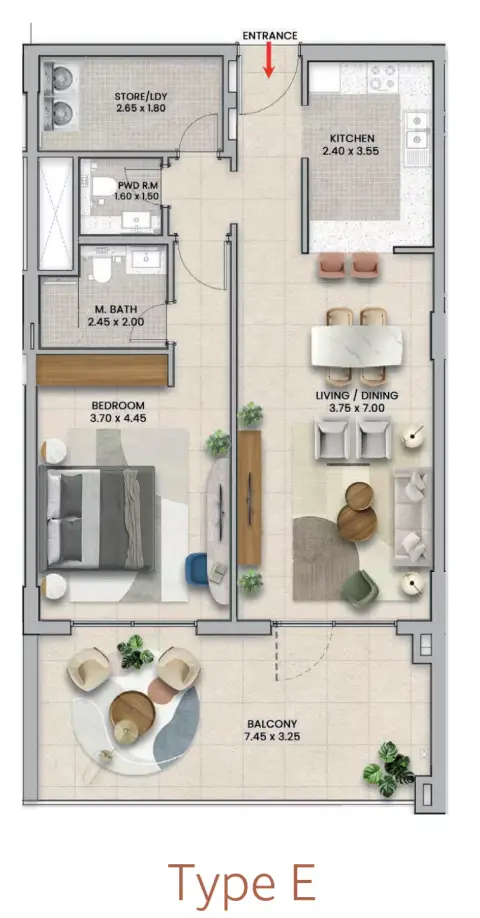 Azha Al Aamra Residences: Floor plan Type E