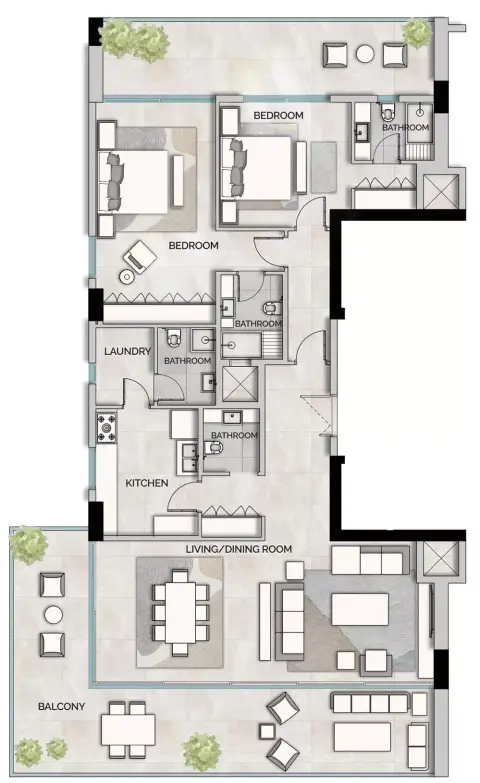 Glam Residence: Планировка Type A, 2,134 sq ft