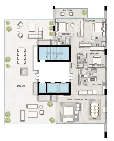Glam Residence: Планировка Type A, 1,922 sq ft
