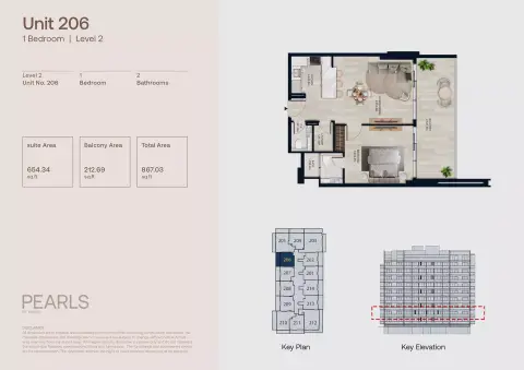 Pearls: Floor plan Type 206, 867 sq ft