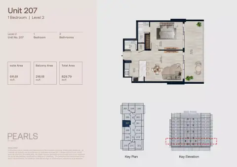 Pearls: Floor plan Type 207, 829 sq ft