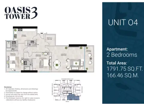 Oasis Tower 3 by GJ: Floor plan Unit 04, 1,791 sq ft
