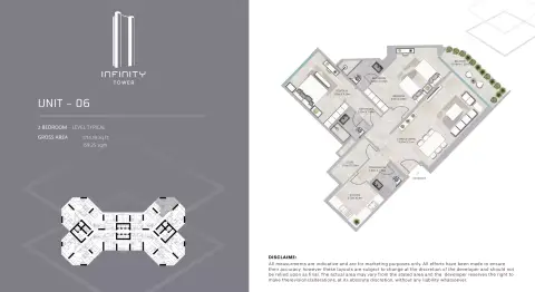 Infinity Tower: फ़्लोर प्लान Type 06, 1,714 sq ft