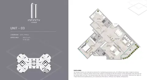 Infinity Tower: फ़्लोर प्लान Type 03, 1,699 sq ft