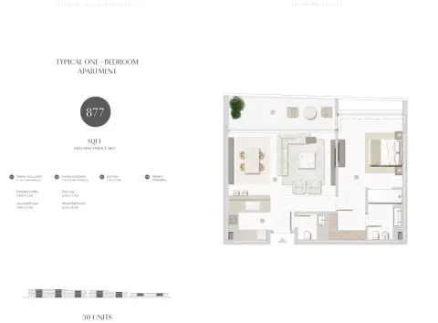 سيسايد هيلز من الزورا: مخطط الطابق Type A, 877 sq ft