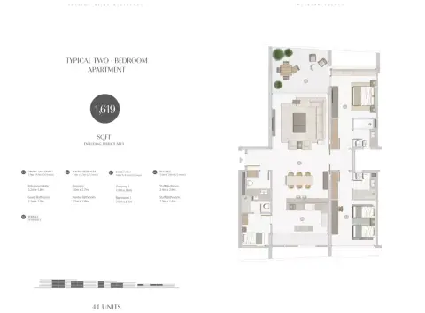 سيسايد هيلز من الزورا: مخطط الطابق Type A, 1,619 sq ft