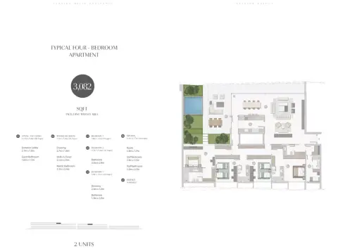 سيسايد هيلز من الزورا: مخطط الطابق Type A, 3,082 sq ft