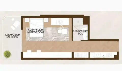 Sports View Residence Phase 2 by Al Helal Al Zahaby: Floor plan Type 424, 480 sq ft