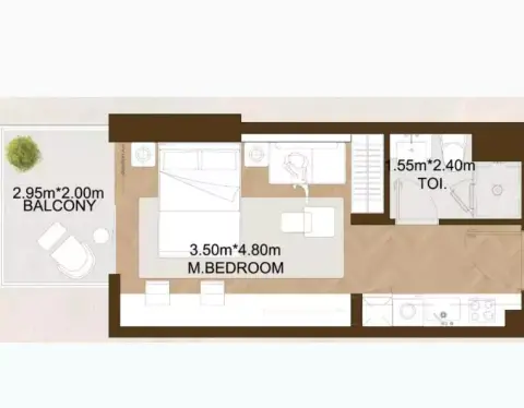 Sports View Residence Phase 2 by Al Helal Al Zahaby: Floor plan Type 408, 352 sq ft