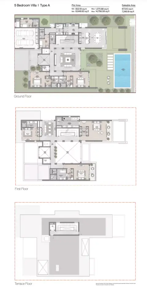 Coral Beach Villas: Floor plan Type A Mirror, 7,245 sq ft