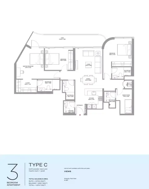 Capeside Marina Residences: Floor plan Type C, 1,574 sq ft