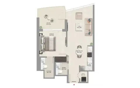 AquaCrest: Type E, 686 sq ft 户型图