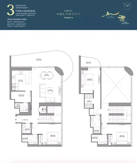 Sobha Aquamont: फ़्लोर प्लान Type A-Tower A, 2,167 sq ft