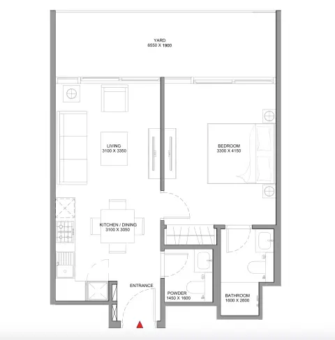 Selene Beach Residences: Plattegrond Type 2, 514 sq ft
