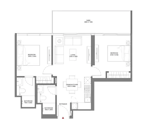 Selene Beach Residences: Plattegrond Type 6, 806 sq ft